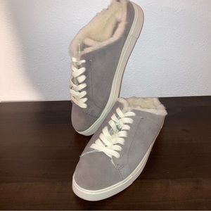 FRYE Ivy Gray Suede Shearling lined mules Sz.8